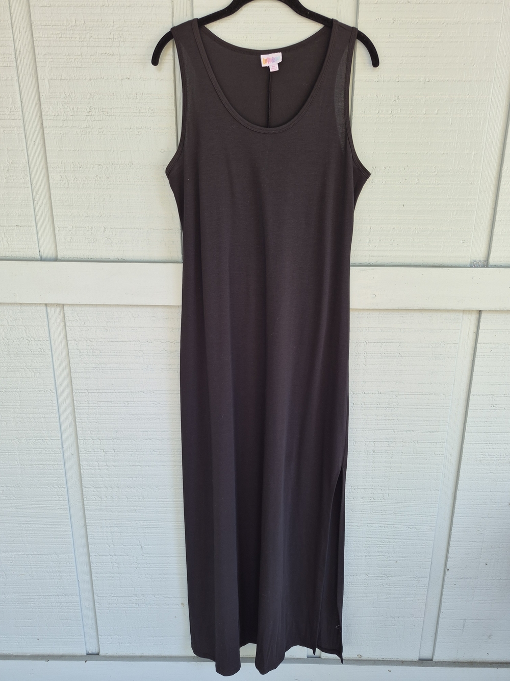 LuLaRoe  Black Sleeveless Maxi Tank Dress 2 Side Slits Medium Minimalist Casual